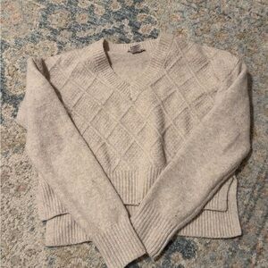 Women's Beige V-Neck Sweater